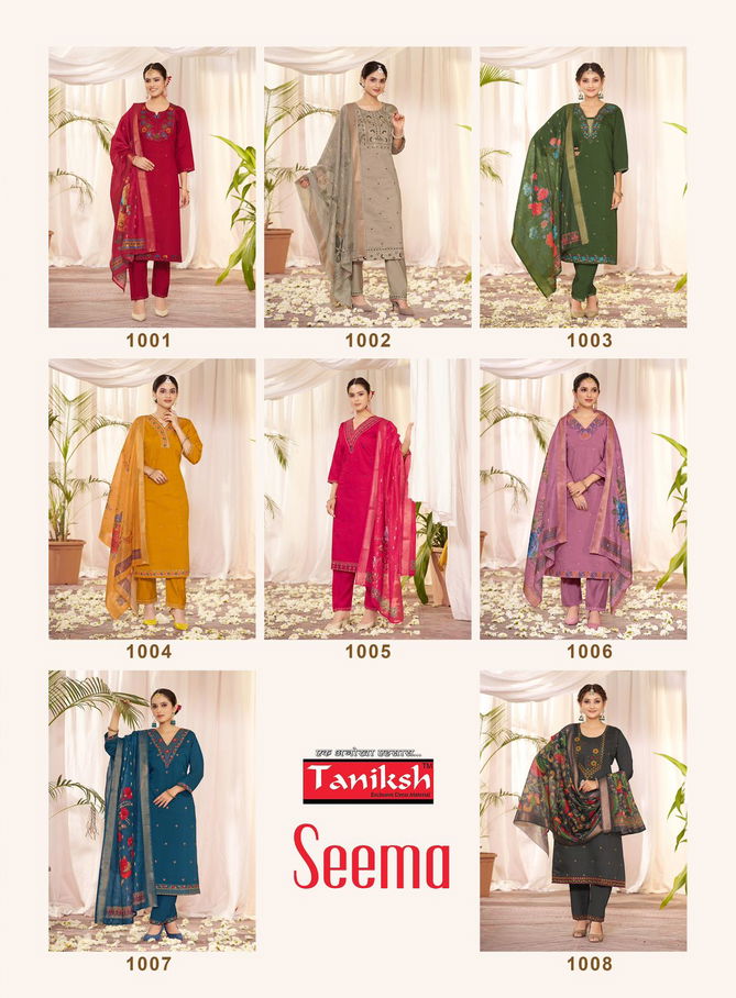 Seema Vol 1 By Taniksh Roman Silk Designer Kurti With Bottom Dupatta Wholesale Market In Surat
